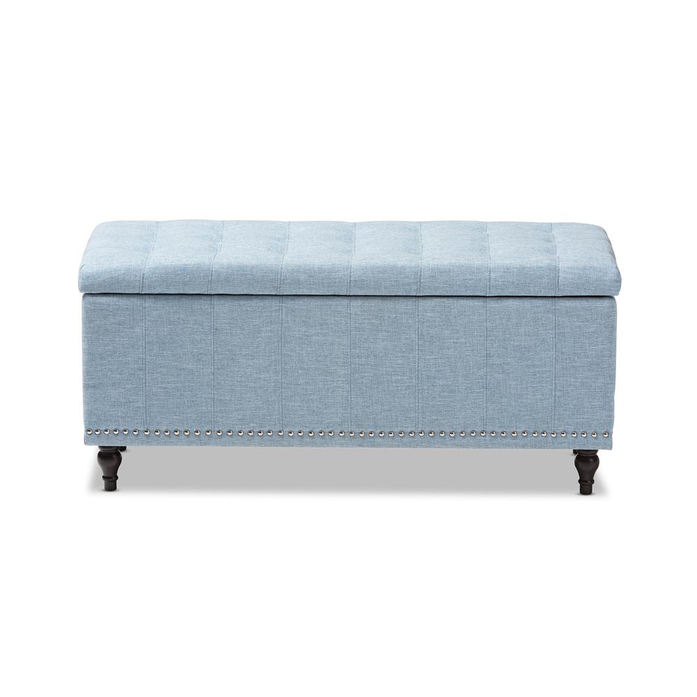 Classic Light Blue Fabric Upholstered Button-Tufting Storage Ottoman Bench. Picture 13