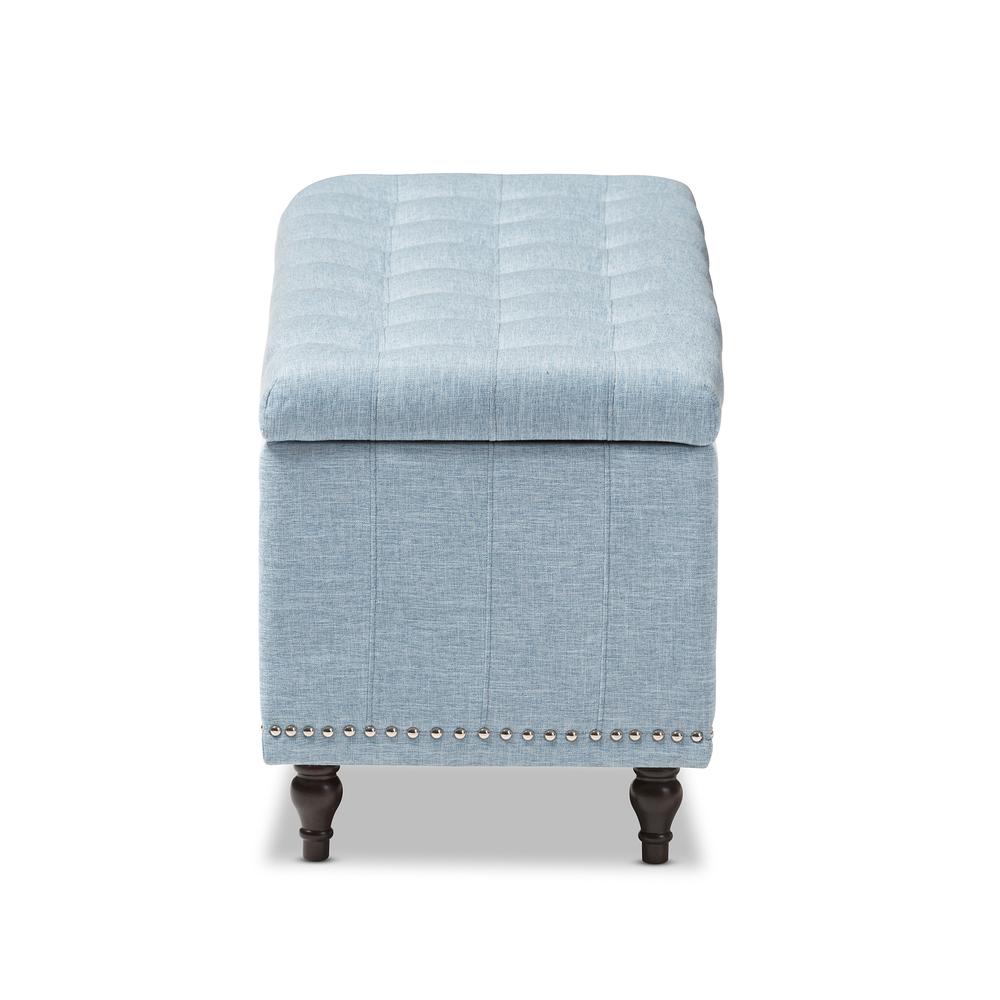 Classic Light Blue Fabric Upholstered Button-Tufting Storage Ottoman Bench. Picture 14