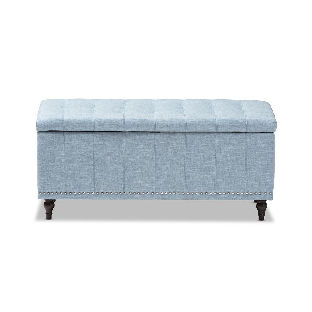 Classic Light Blue Fabric Upholstered Button-Tufting Storage Ottoman Bench. Picture 15