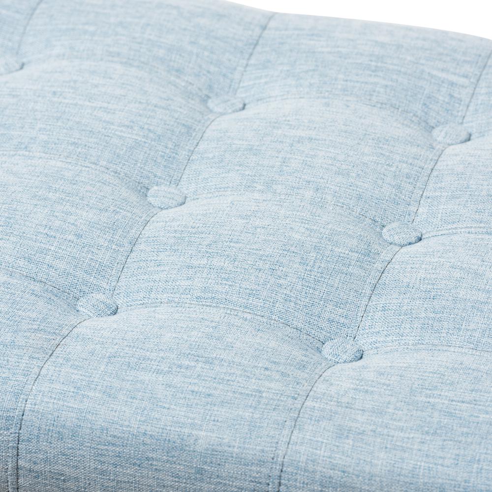 Classic Light Blue Fabric Upholstered Button-Tufting Storage Ottoman Bench. Picture 16
