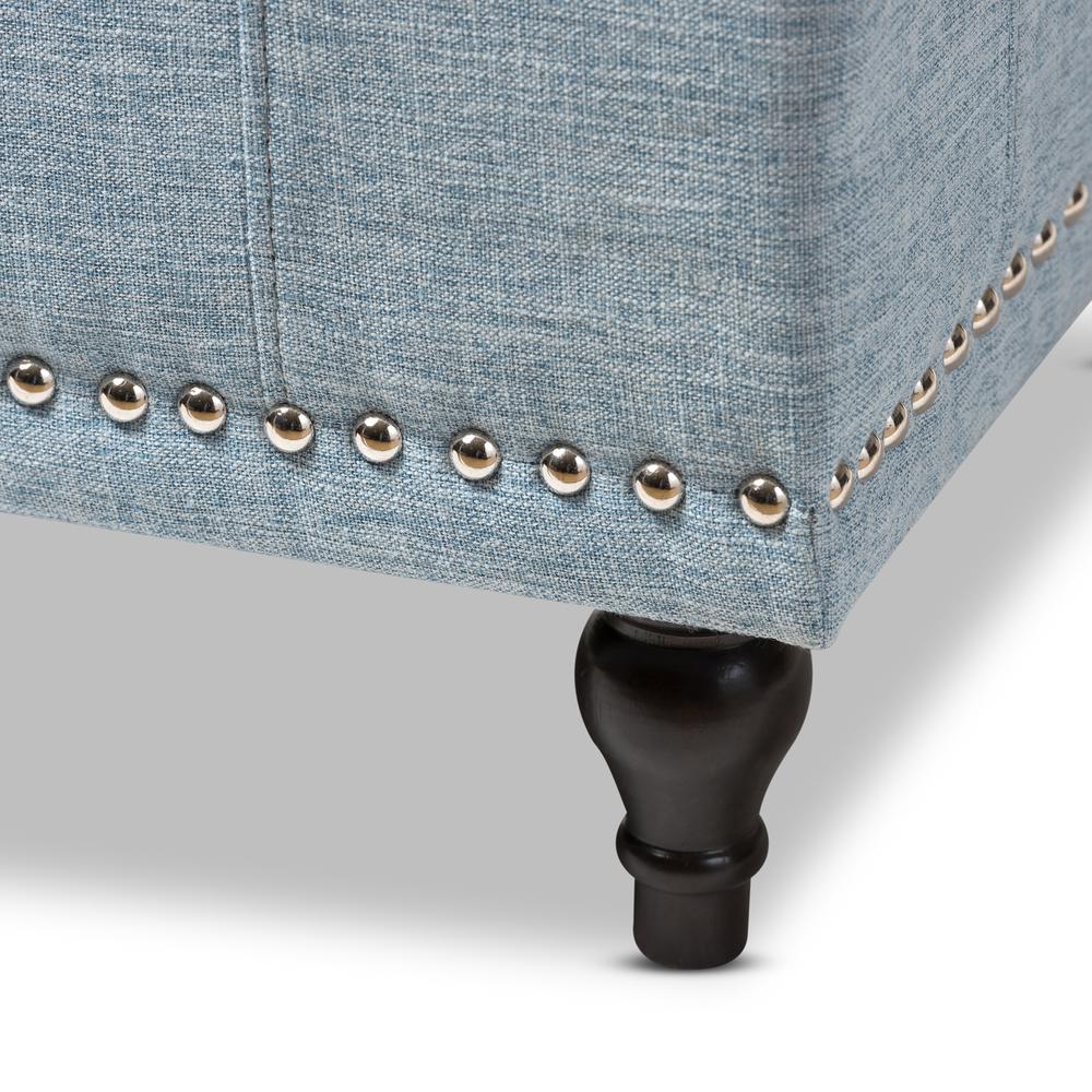 Classic Light Blue Fabric Upholstered Button-Tufting Storage Ottoman Bench. Picture 17