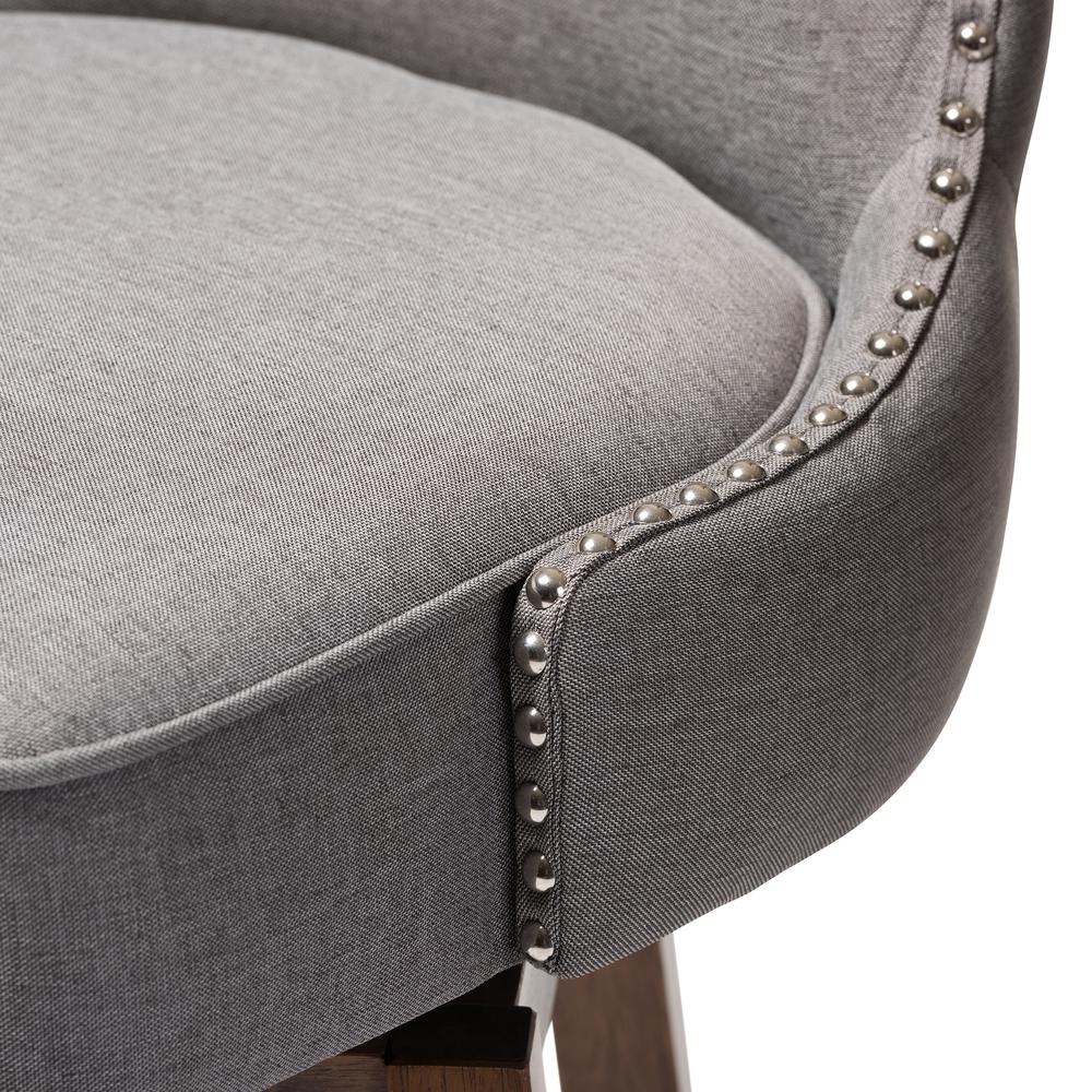 Grey Fabric Button-Tufted Upholstered 2-Piece Swivel Barstool Set. Picture 14