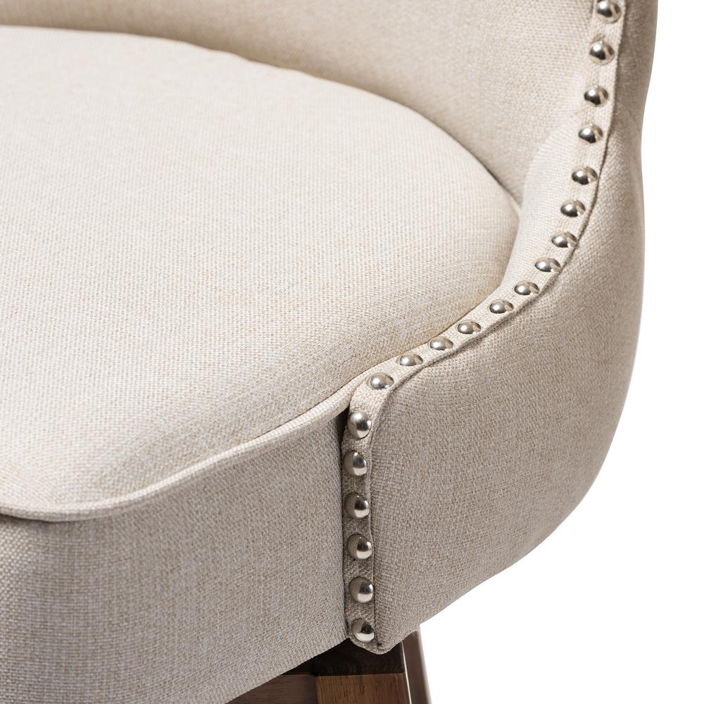 Light Beige Fabric Button-Tufted Upholstered 2-Piece Swivel Barstool Set. Picture 14