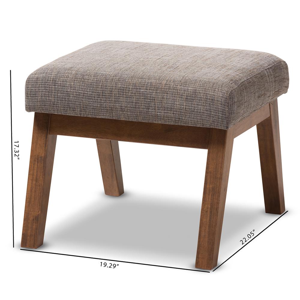 Walnut Wood Finishing and Gravel Fabric Upholstered Ottoman. Picture 12