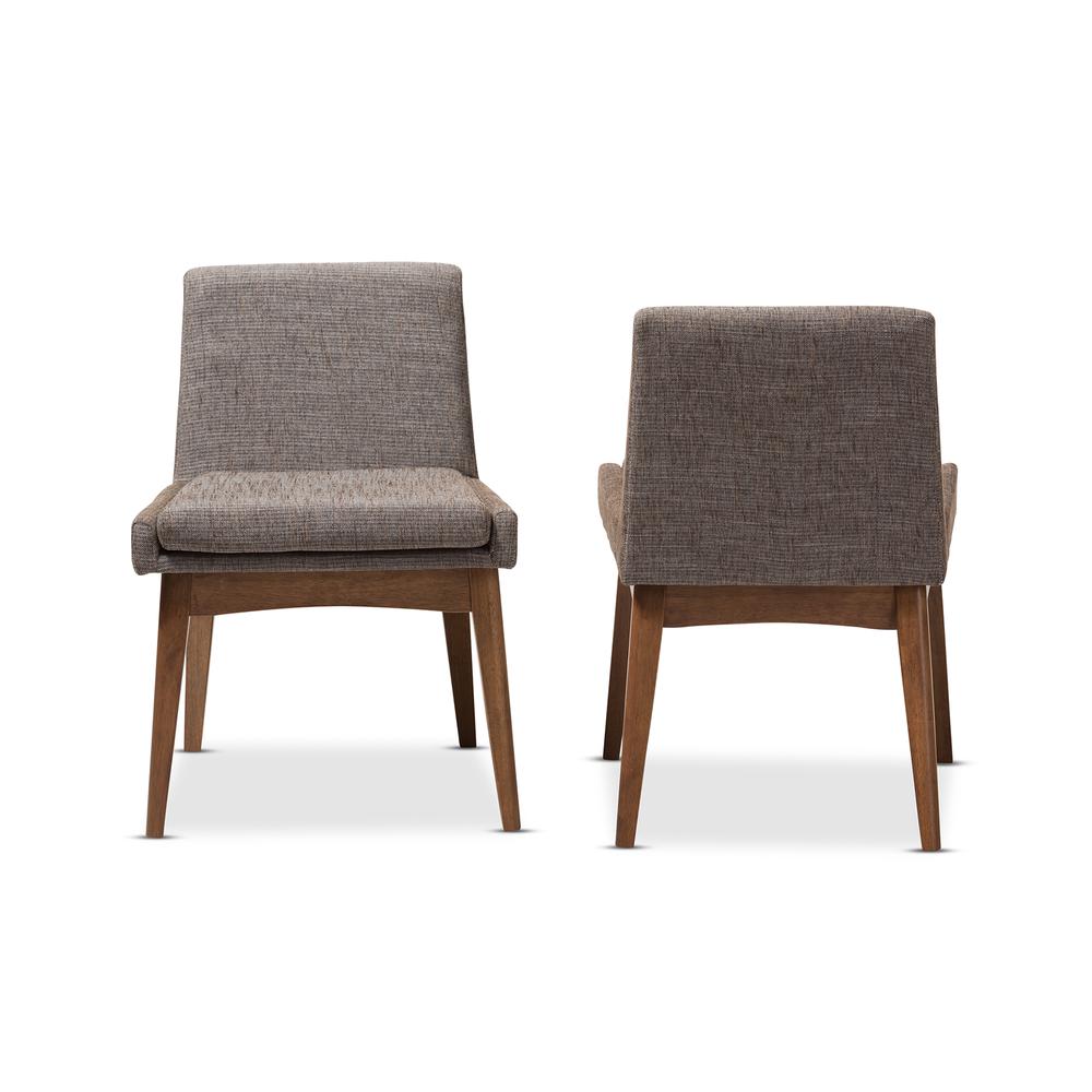 Walnut Wood Finishing and Gravel Fabric Upholstered Dining Side Chair (Set of 2). Picture 10