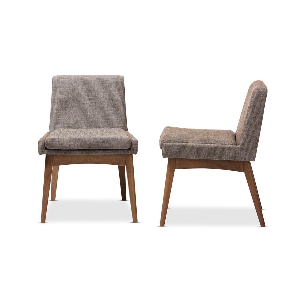 Walnut Wood Finishing and Gravel Fabric Upholstered Dining Side Chair (Set of 2). Picture 11