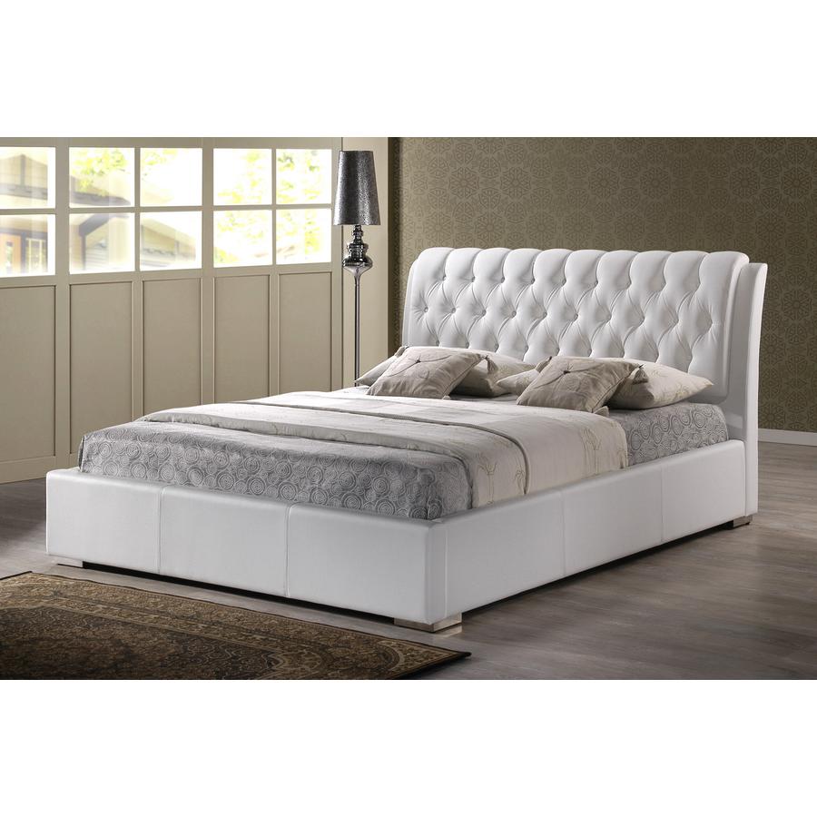 Bianca White Modern Bed with Tufted Headboard - Full Size. Picture 1
