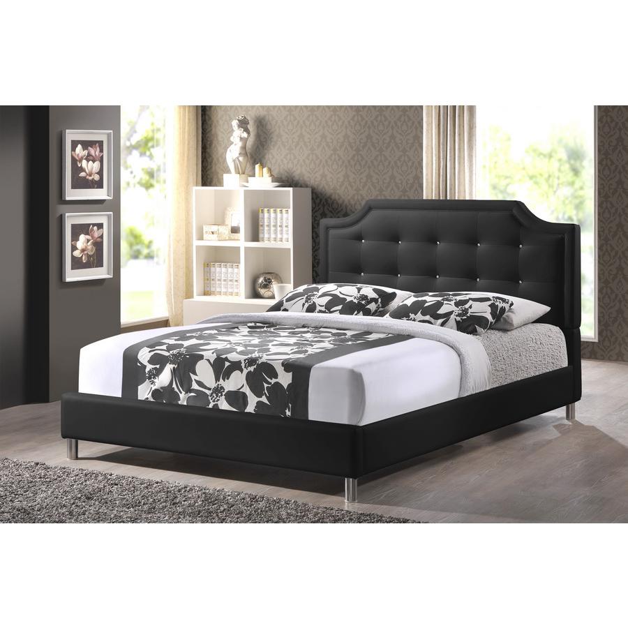 Baxton Studio Carlotta Black Modern Bed with Upholstered Headboard - King Size. Picture 5