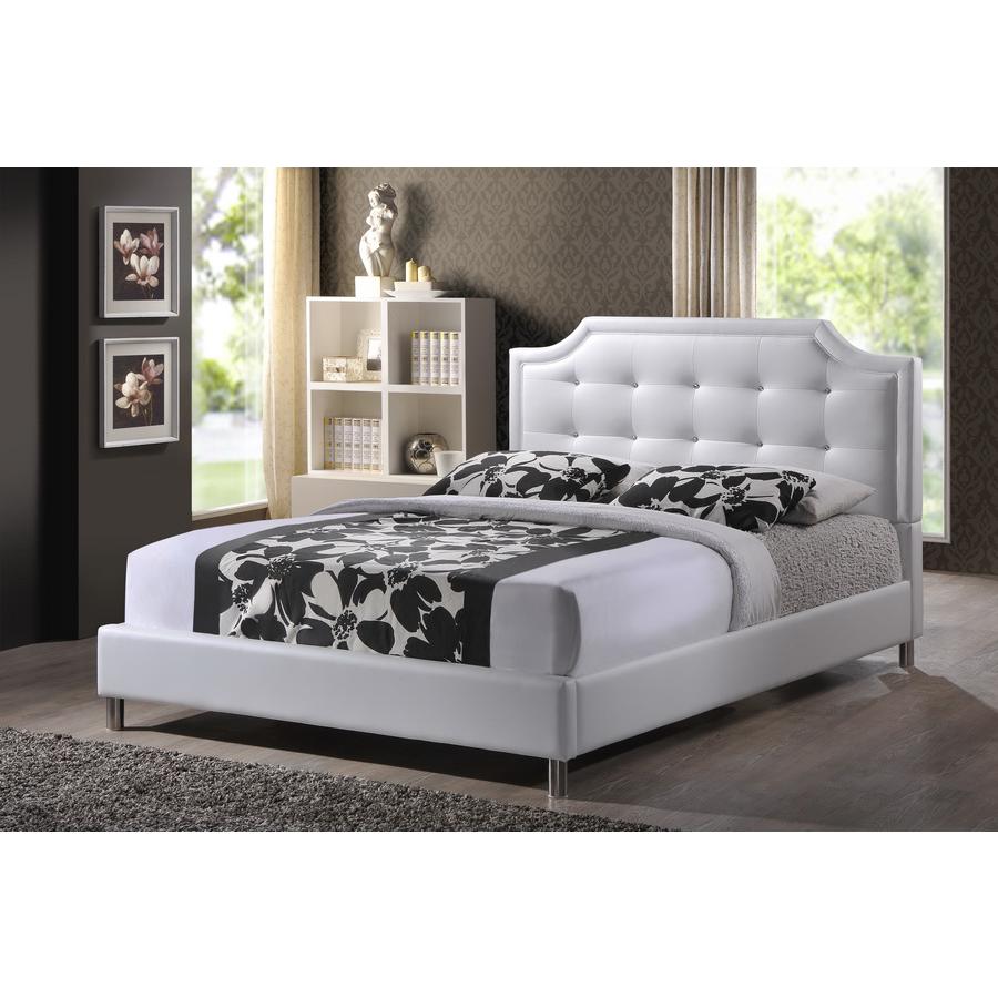 Baxton Studio Carlotta White Modern Bed with Upholstered Headboard - King Size. Picture 5
