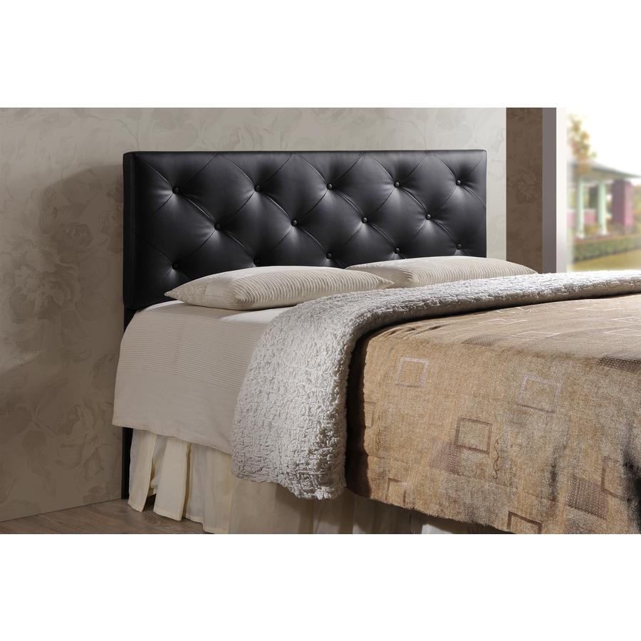 Baltimore Modern and Contemporary Full Black Faux Leather Upholstered Headboard. Picture 4