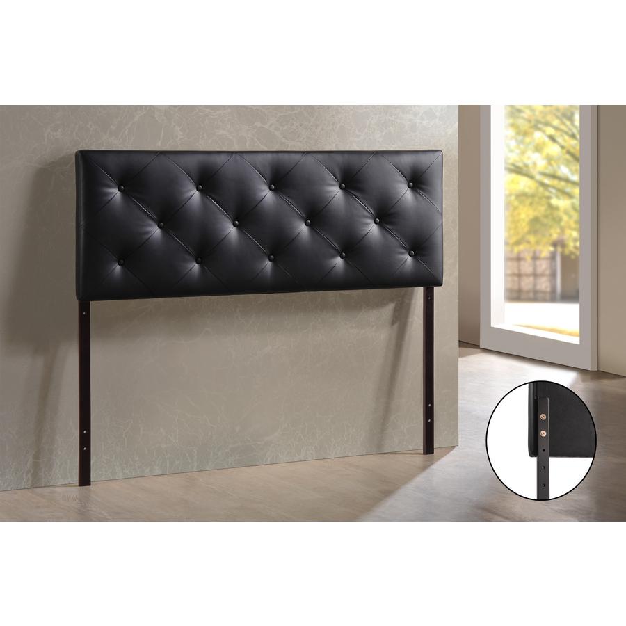 Baltimore Modern and Contemporary Full Black Faux Leather Upholstered Headboard. Picture 1
