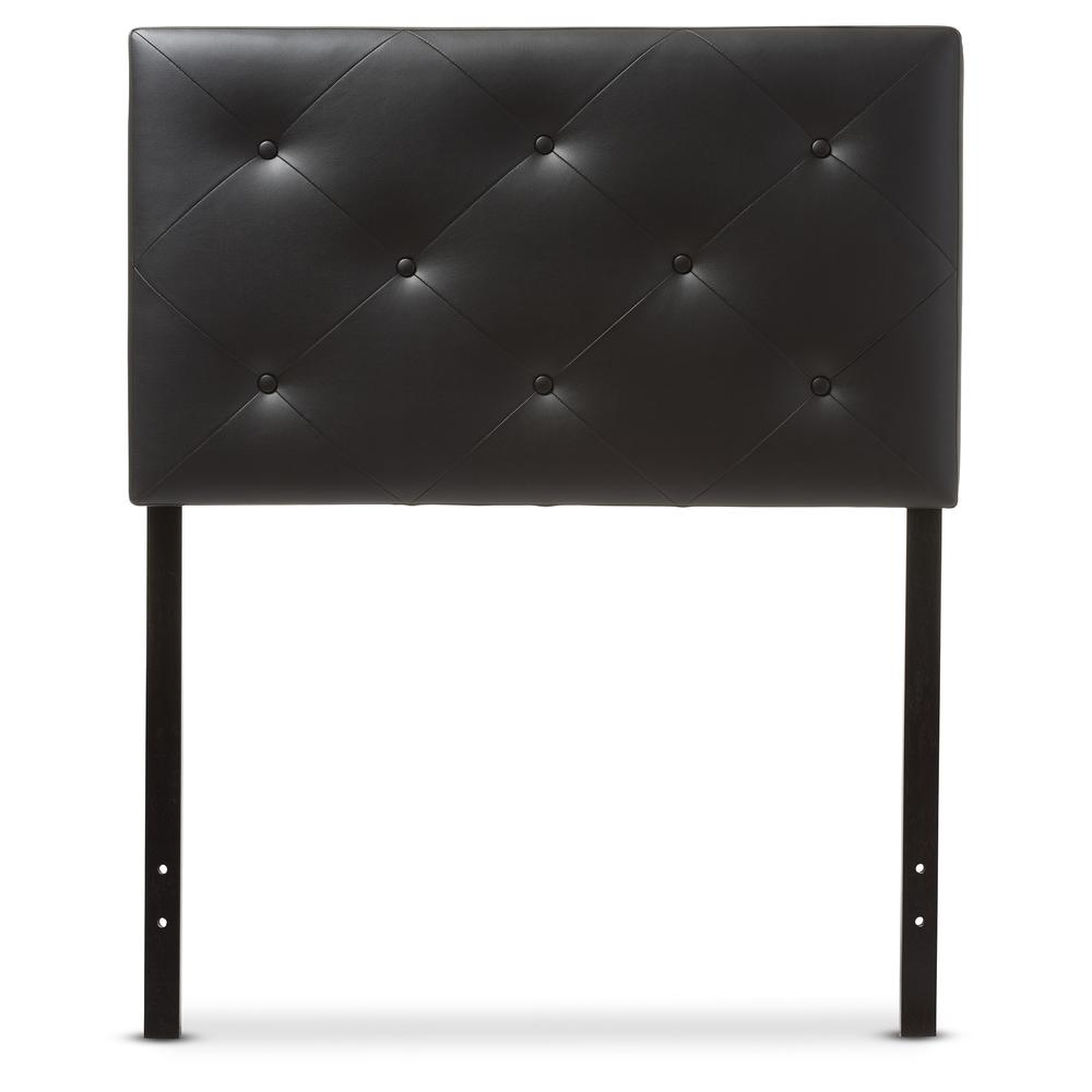 Black Faux Leather Upholstered Twin Size Headboard. Picture 6