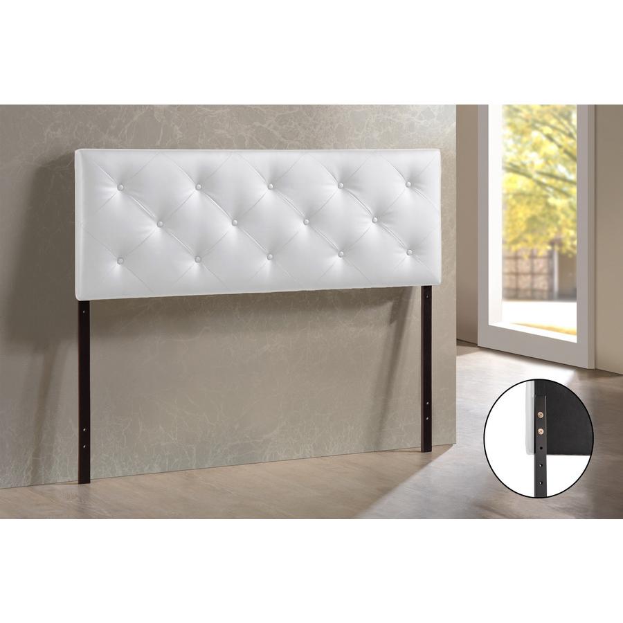 Baltimore Modern and Contemporary Full White Faux Leather Upholstered Headboard. Picture 2