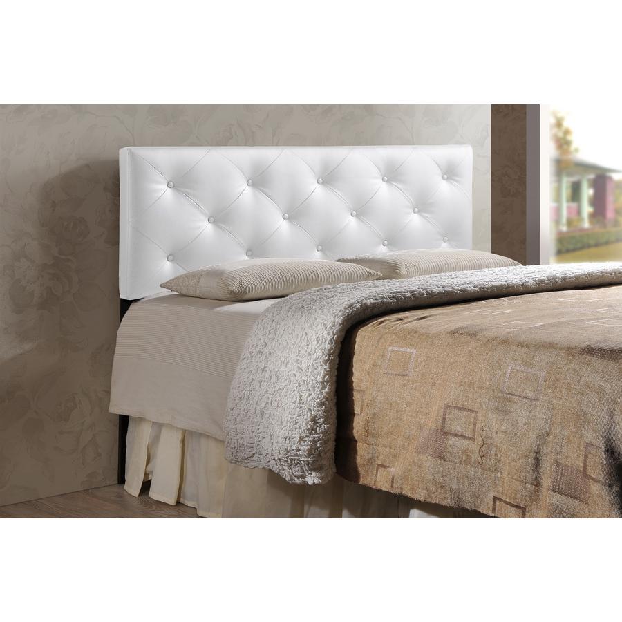 Baltimore Modern and Contemporary Full White Faux Leather Upholstered Headboard. Picture 1