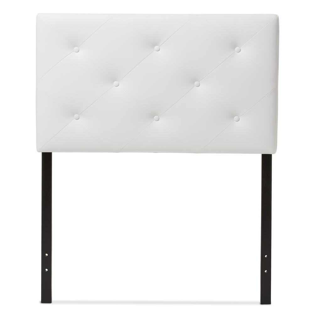 White Faux Leather Upholstered Twin Size Headboard. Picture 6