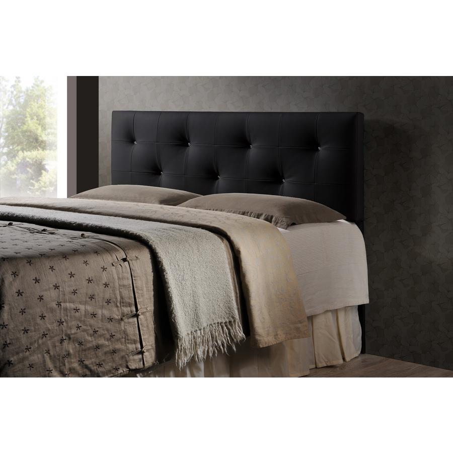 Dalini Modern and Contemporary Full Black Faux Leather Headboard. Picture 2