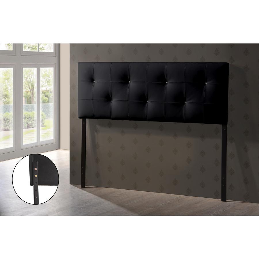 Dalini Modern and Contemporary Full Black Faux Leather Headboard. Picture 1