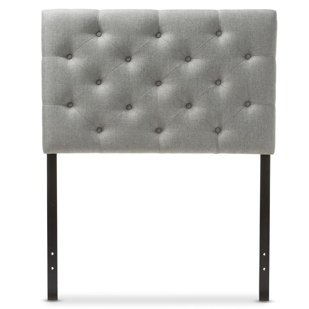 Grey Fabric Upholstered Button-Tufted Twin Size Headboard. Picture 6