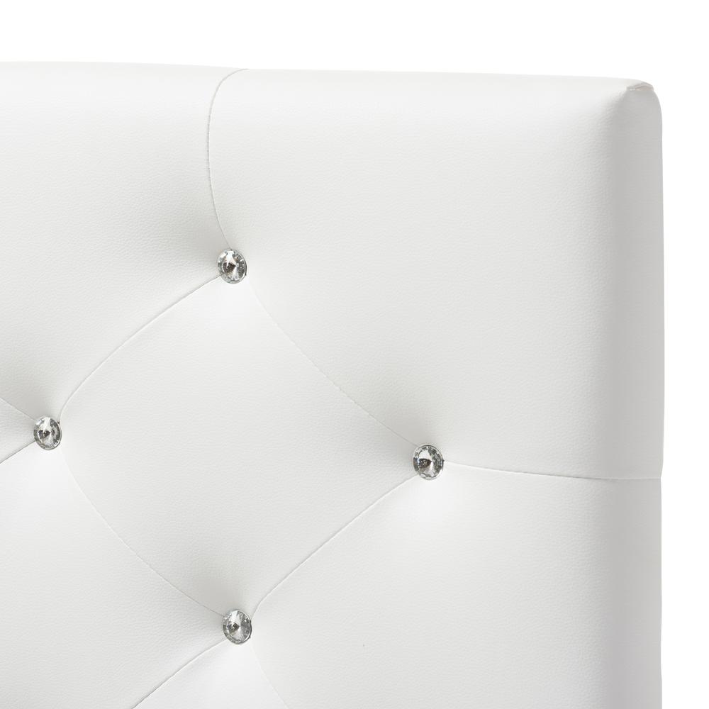 White Faux Leather Upholstered Button-Tufted Twin Size Headboard. Picture 7