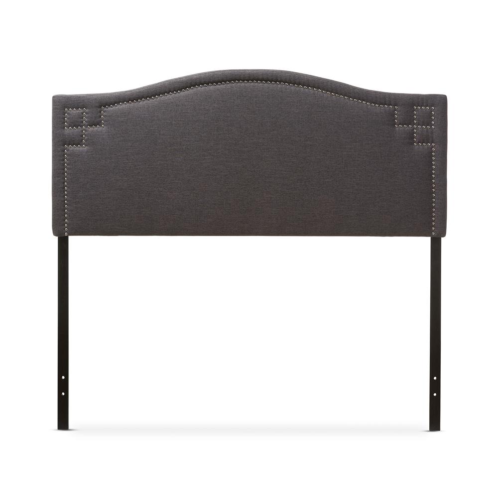 Aubrey Modern and Contemporary Dark Grey Fabric Upholstered Full Size Headboard. Picture 6