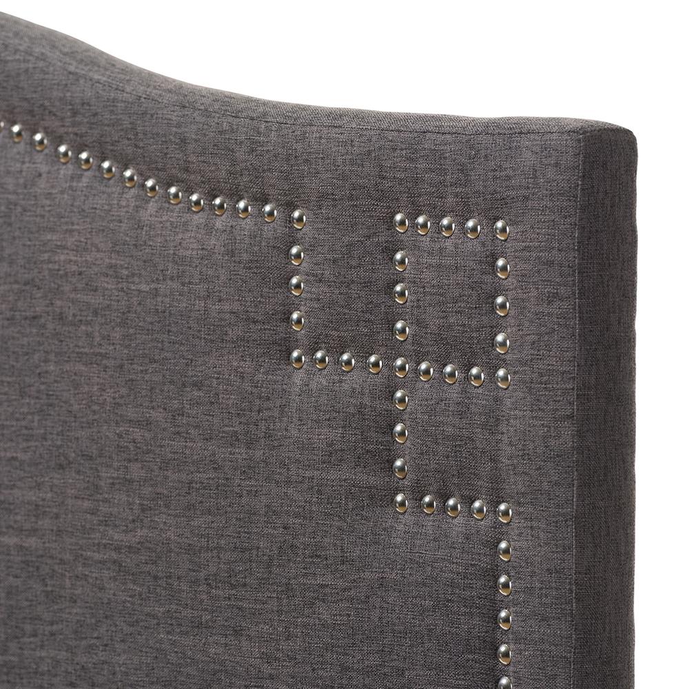 Aubrey Modern and Contemporary Dark Grey Fabric Upholstered Full Size Headboard. Picture 7