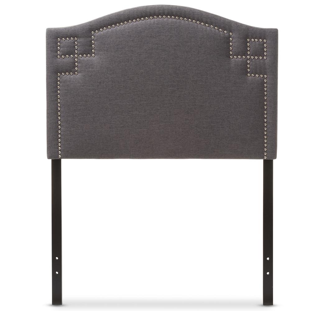 Aubrey Modern and Contemporary Dark Grey Fabric Upholstered Twin Size Headboard. Picture 6