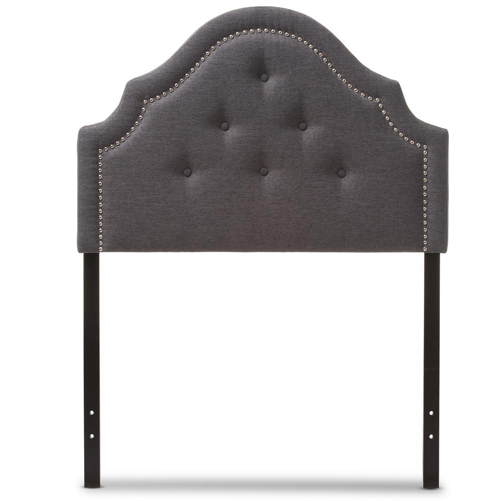Cora Modern and Contemporary Dark Grey Fabric Upholstered Twin Size Headboard. Picture 6