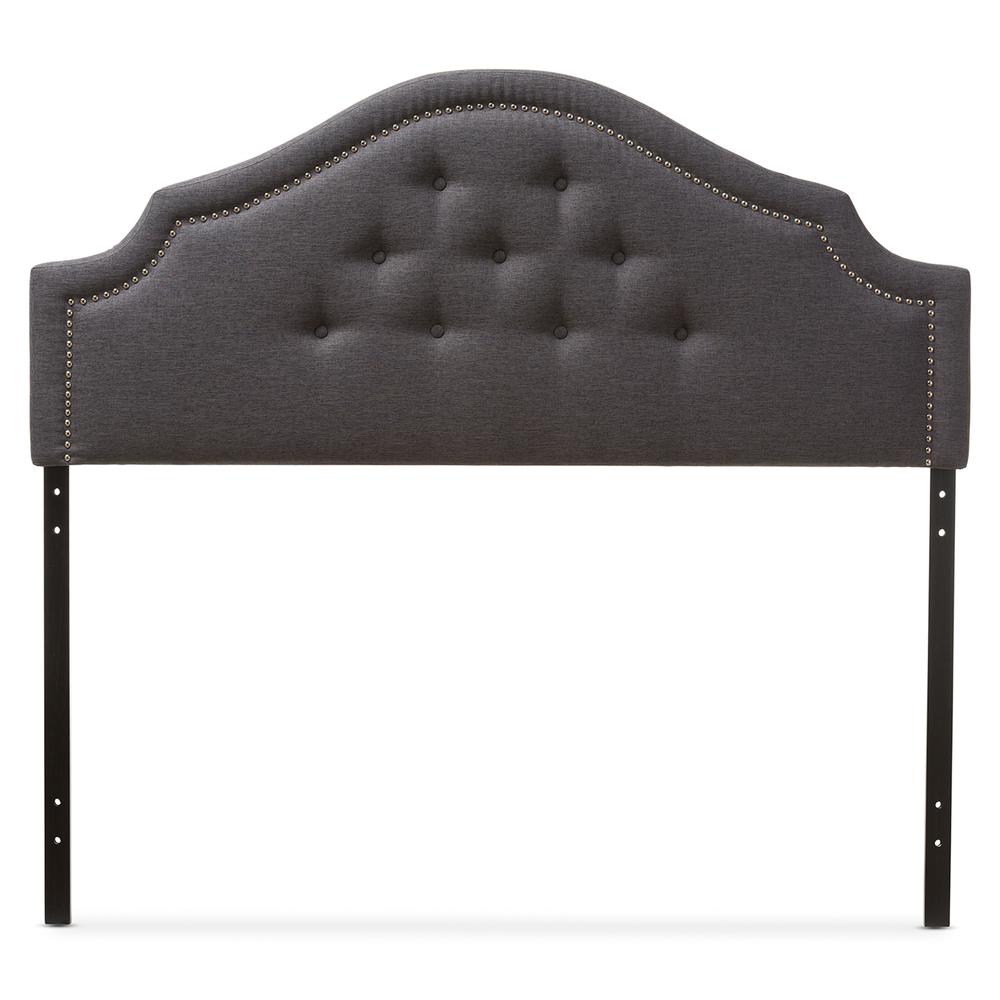 Cora Modern and Contemporary Dark Grey Fabric Upholstered Full Size Headboard. Picture 6