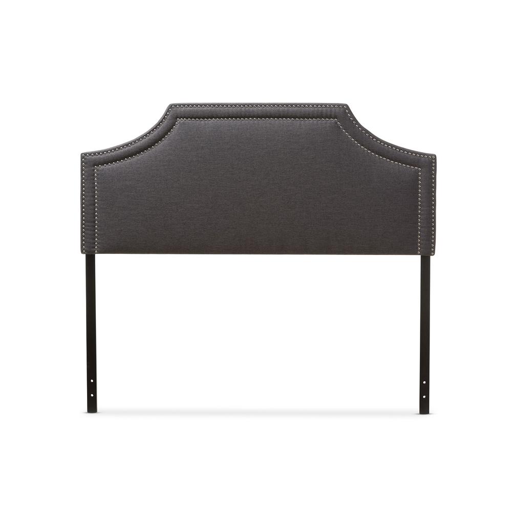 Avignon Modern and Contemporary Dark Grey Fabric Upholstered Full Size Headboard. Picture 6