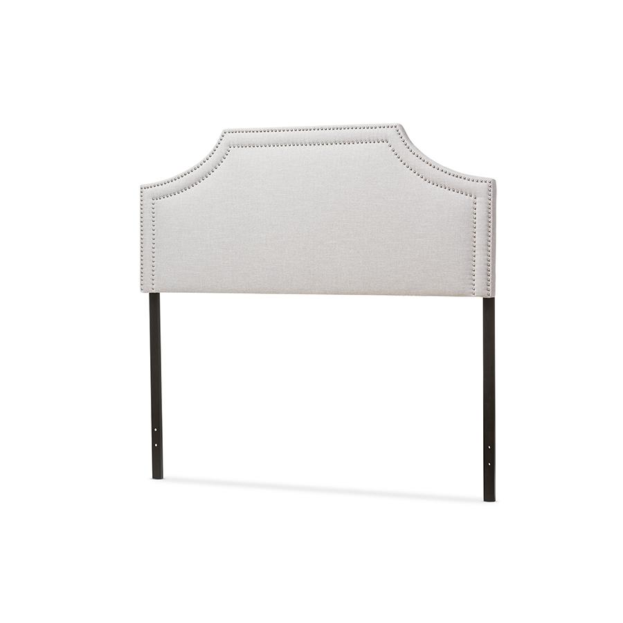 Grayish Beige Fabric Upholstered Queen Size Headboard. Picture 2