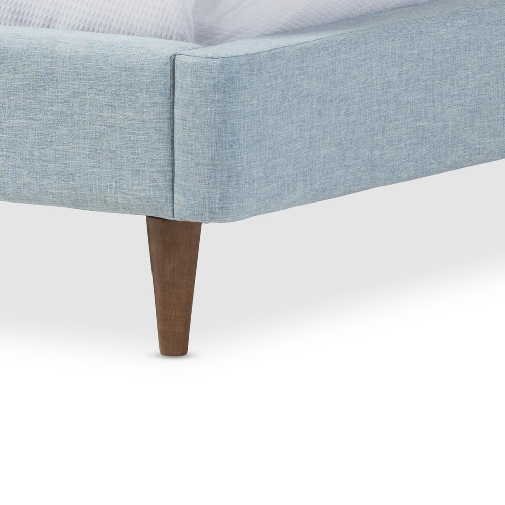 Baxton Studio Hannah Mid-Century Modern Sky Blue Fabric Queen Size Platform Bed. Picture 9