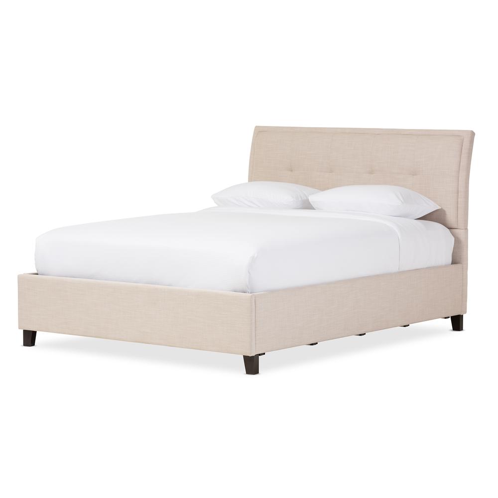 Lea Modern and Contemporary Beige Mix-Linen Queen Size Storage Platform Bed. Picture 11