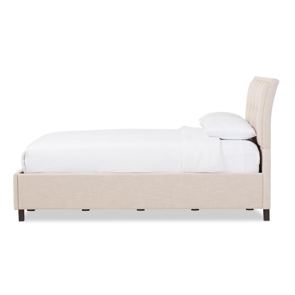 Lea Modern and Contemporary Beige Mix-Linen Queen Size Storage Platform Bed. Picture 12