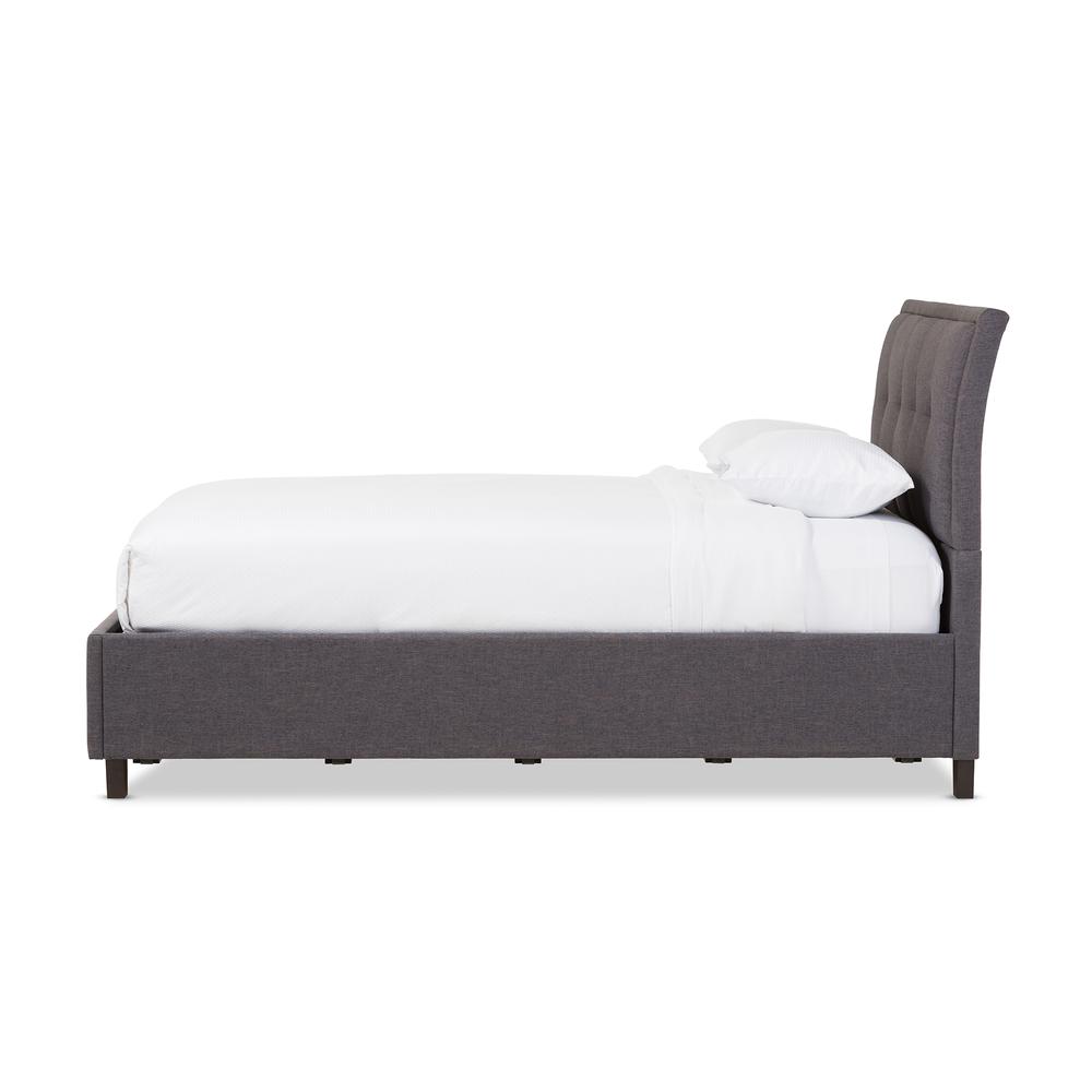 Lea Modern and Contemporary Dark Grey Fabric Queen Size Storage Platform Bed. Picture 12