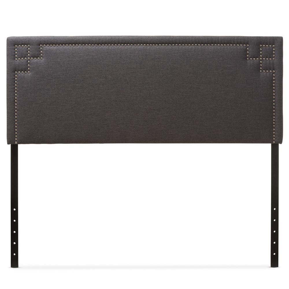 Geneva Modern and Contemporary Dark Grey Fabric Upholstered Queen Size Headboard. Picture 6
