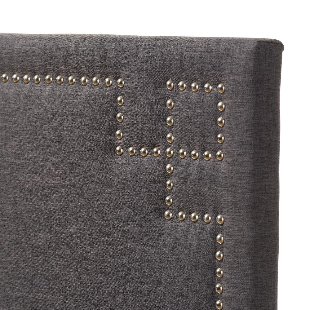 Geneva Modern and Contemporary Dark Grey Fabric Upholstered Queen Size Headboard. Picture 7