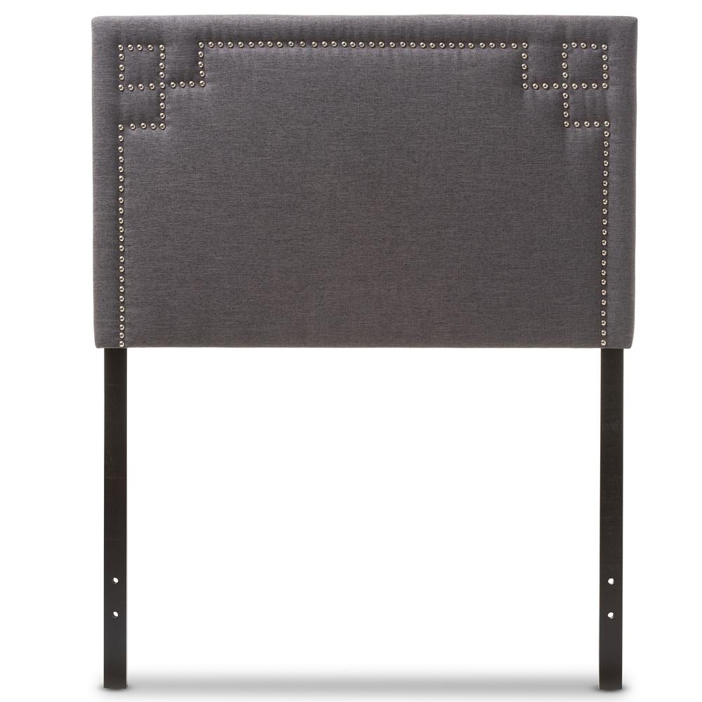 Geneva Modern and Contemporary Dark Grey Fabric Upholstered Twin Size Headboard. Picture 6
