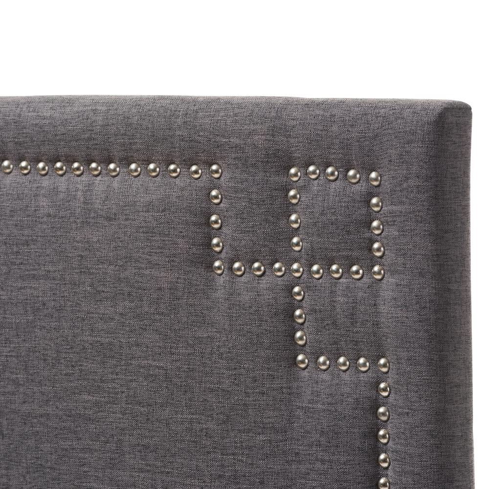 Geneva Modern and Contemporary Dark Grey Fabric Upholstered Twin Size Headboard. Picture 7