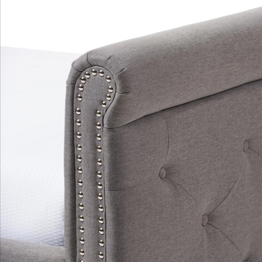 Grey Fabric Tufted Twin Size Daybed with Roll-out Trundle Guest Bed. Picture 19