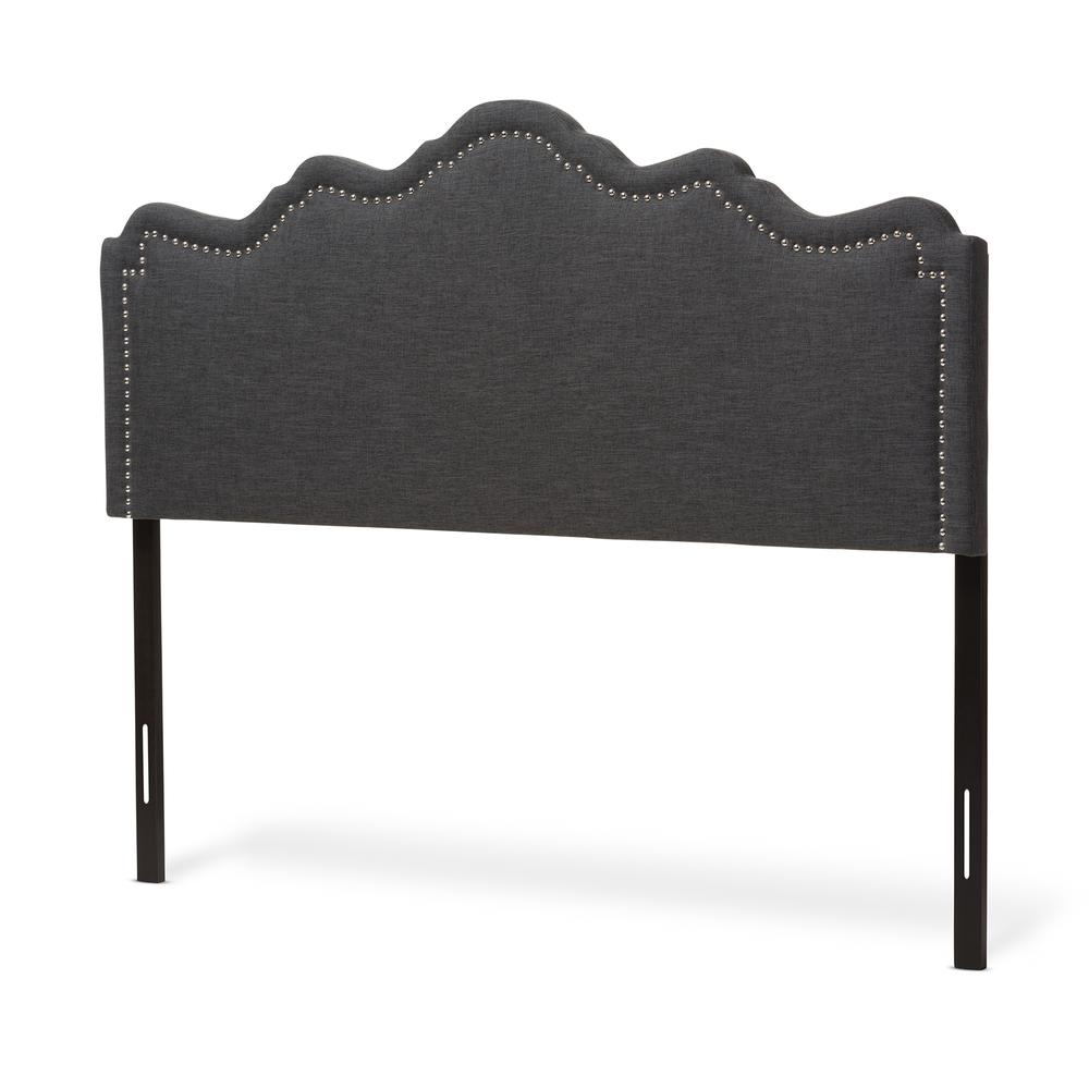 Nadeen Modern and Contemporary Dark Grey Fabric Full Size Headboard. Picture 7
