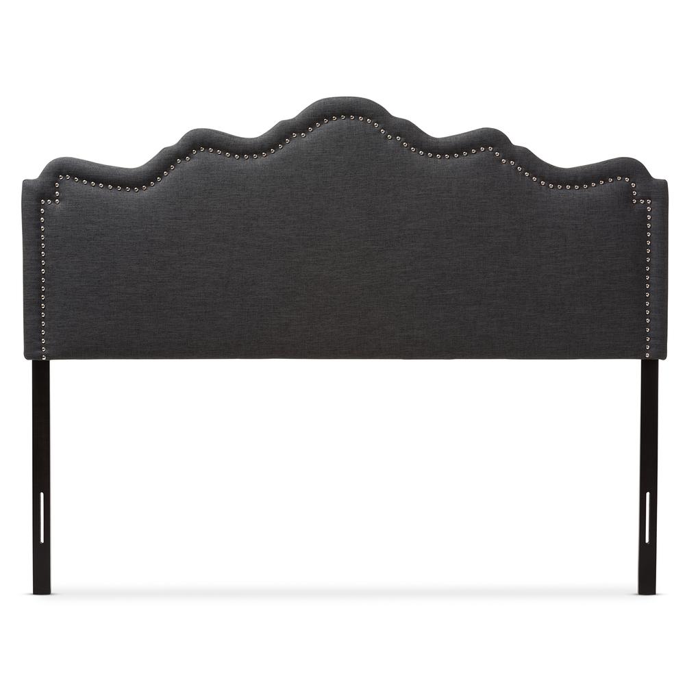 Nadeen Modern and Contemporary Dark Grey Fabric Full Size Headboard. Picture 8
