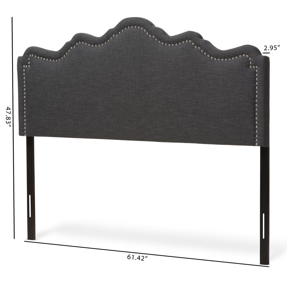 Nadeen Modern and Contemporary Dark Grey Fabric Full Size Headboard. Picture 12