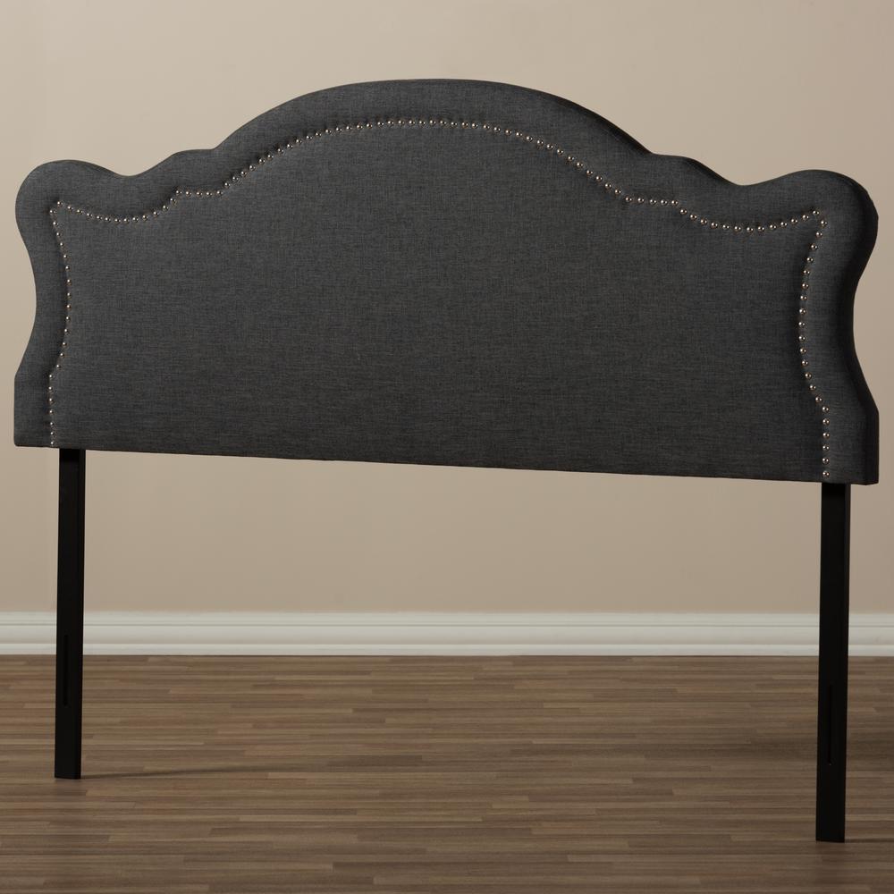 Avery Modern and Contemporary Dark Grey Fabric Queen Size Headboard. Picture 11