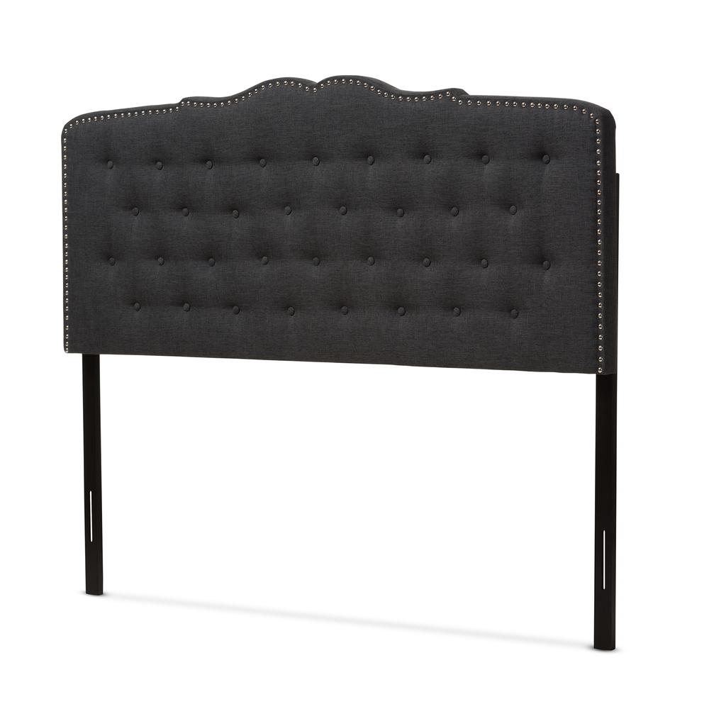 Baxton Studio Lucy Modern and Contemporary Dark Grey Fabric Queen Size Headboard. Picture 7