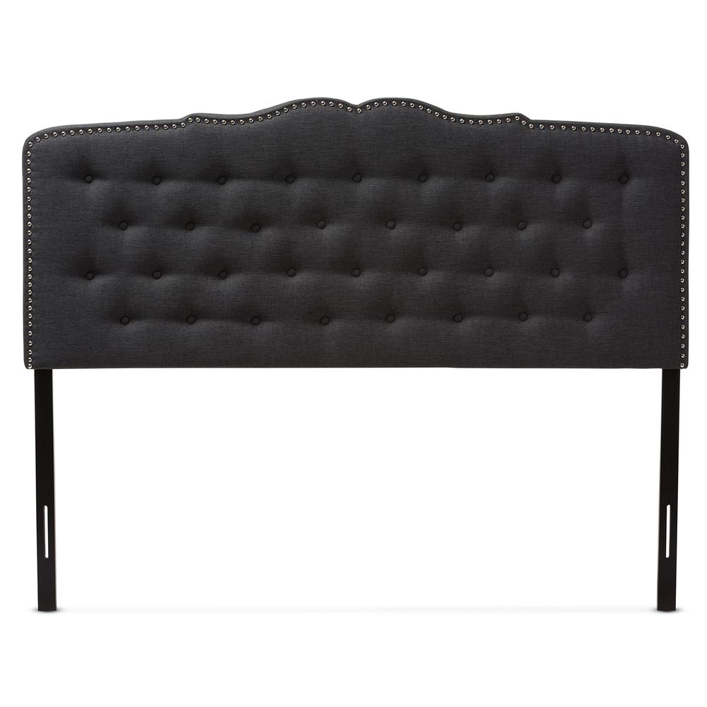 Baxton Studio Lucy Modern and Contemporary Dark Grey Fabric Queen Size Headboard. Picture 8