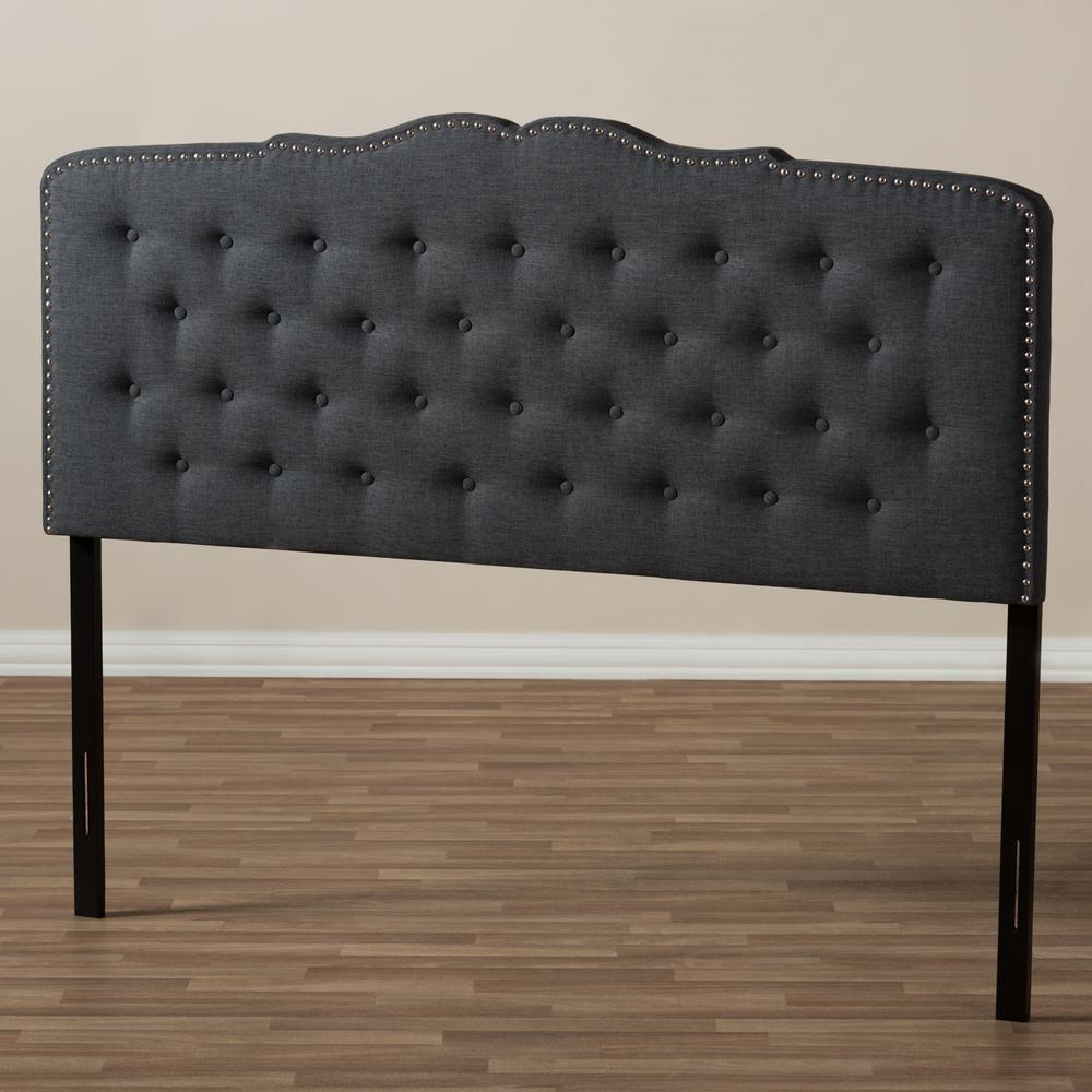 Baxton Studio Lucy Modern and Contemporary Dark Grey Fabric Queen Size Headboard. Picture 11