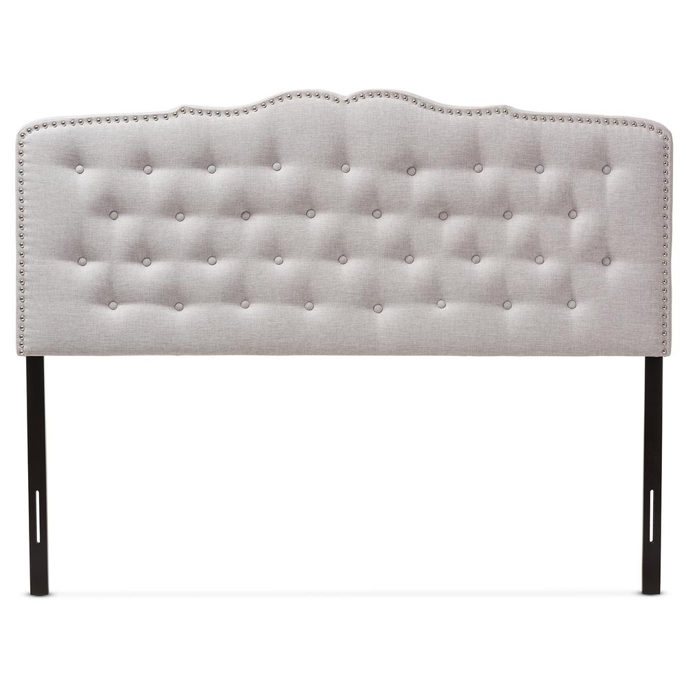 Lucy Modern and Contemporary Greyish Beige Fabric Full Size Headboard. Picture 8