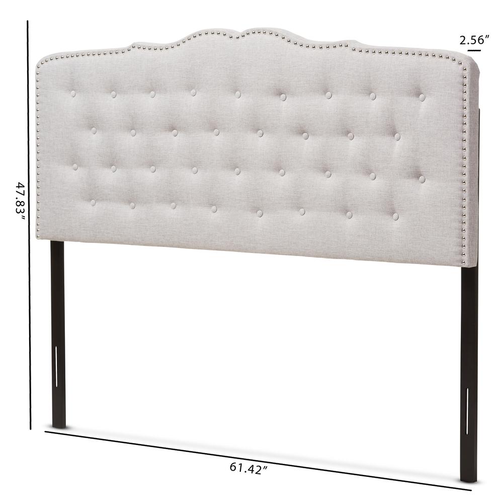 Lucy Modern and Contemporary Greyish Beige Fabric Full Size Headboard. Picture 12