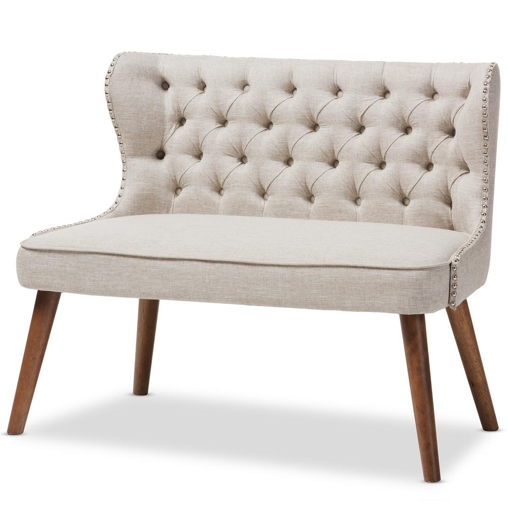 Fabric Upholstered Button-Tufting with Nail Heads Trim 2-Seater Loveseat Settee. Picture 9
