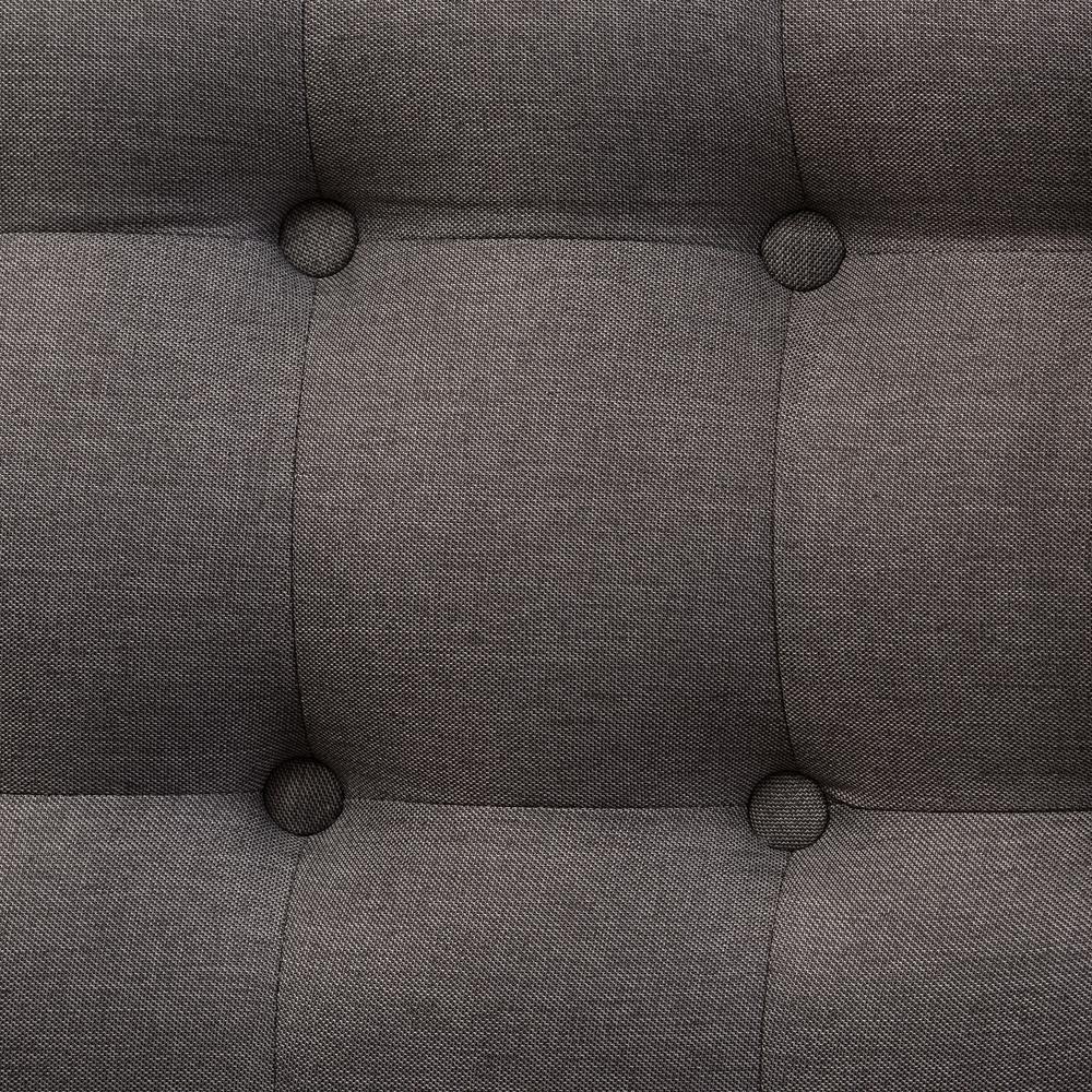 Melody Mid-Century Modern Natural Wood Finishing Grey Fabric 2-Piece Settee Set. Picture 7